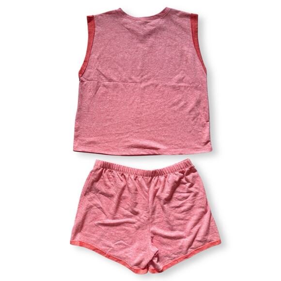 SO Intimates French Terry Sleep Set Medium Coral Tank Top Shorts Pajamas NWT - Picture 4 of 5